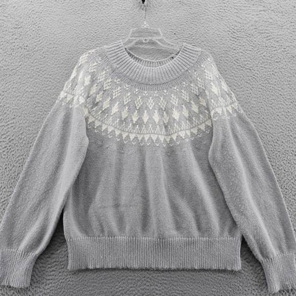 Melrose and Market Womens XXL Grey Fair Isle Crew Neck Knit Sweater NEW - Picture 3 of 12